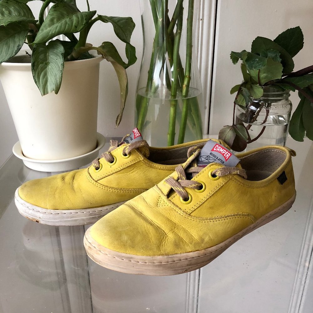 Camper Brand Yellow Leather Sneakers